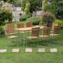 Mllan utegrupp i teak: 8 st stolar med matbord 176x90 cm