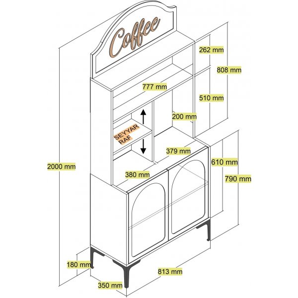 Lyon kksskp 80 cm - Vit/svart