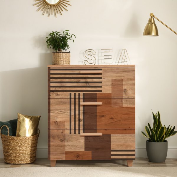 Leva Colorblock ladekast - Grenen Leva Colorblock ladekast - Grenen