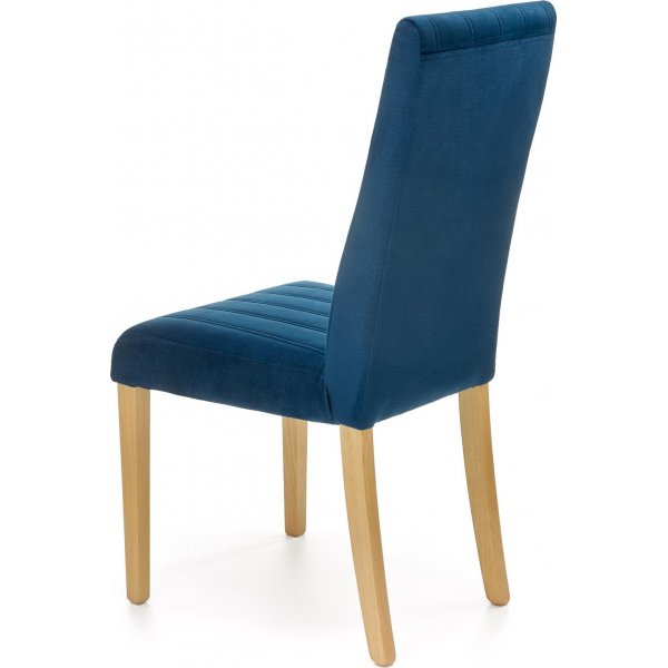 Chaise Heather - Velours bleu et bois
