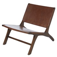 Fåtölj Pixie Safari - Brunt skinn / Teak Fåtölj Pixie Safari - Brunt skinn / Teak