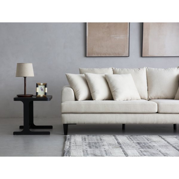 Soffa beige 4-sits med lsa kuddar - Remy