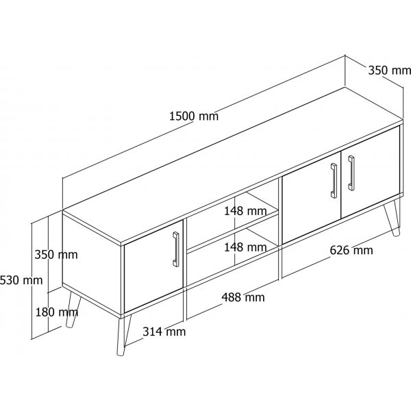Banc multimédia Exxen 150 cm - Noyer Banc multimédia Exxen 150 cm - Noyer