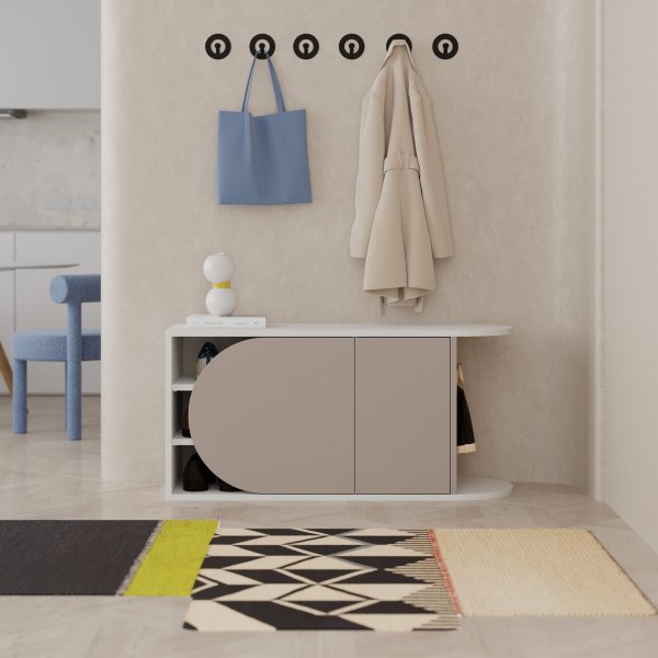 Nova hallbänk - Ljus mocca/vit Nova hallbänk - Ljus mocca/vit