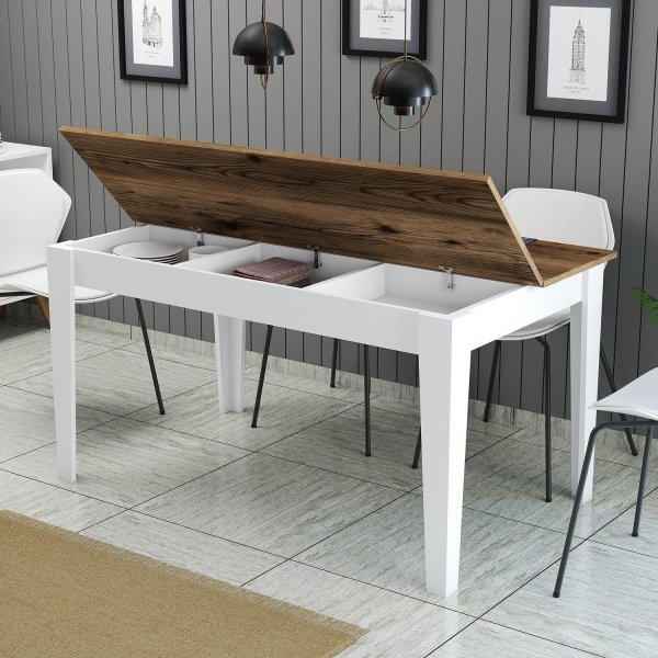 Table  manger Milan 145 x 88 cm - Noyer/blanc