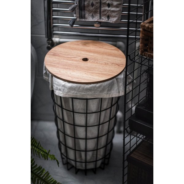 Panier à linge Hazel - Chêne/noir Panier à linge Hazel - Chêne/noir