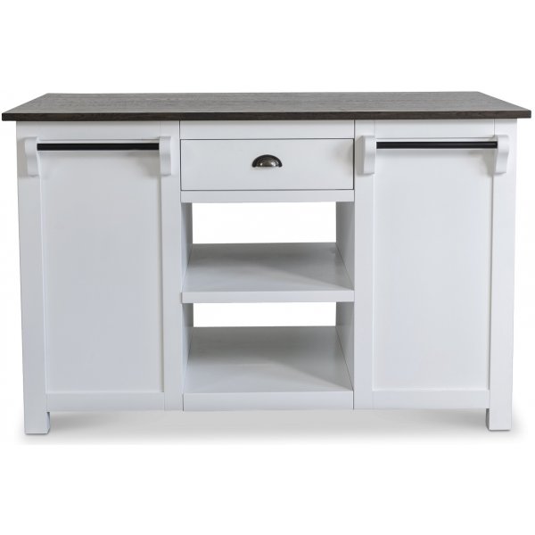 Heritage vit köksö med brunbetsad toppskiva Heritage vit köksö med brunbetsad toppskiva