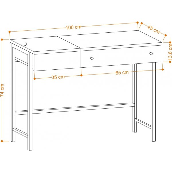 Bureau Pura Chêne/noir - 100 x 45 cm Bureau Pura Chêne/noir - 100 x 45 cm