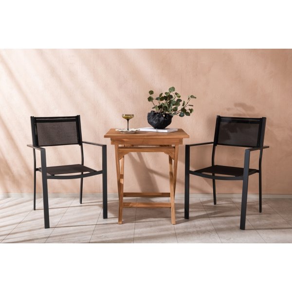 Ghana utematgrupp med 2 st Copacabana stolar - Svart/Teak