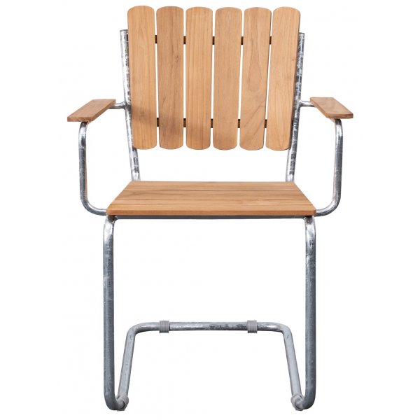 M�llan stapelbar matstol med armst�d i teak