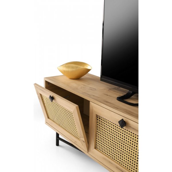 Banc multimédia Happy 180 cm - Chêne/noir Banc multimédia Happy 180 cm - Chêne/noir