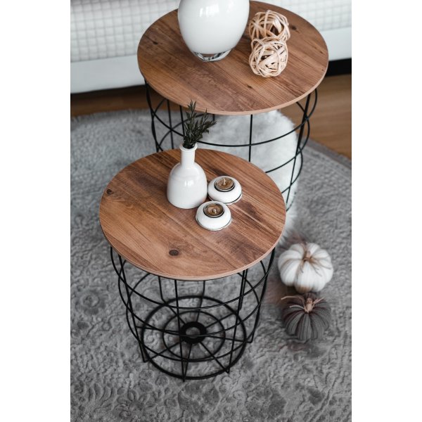 Ensemble table basse Axel - Pin/noir Ensemble table basse Axel - Pin/noir