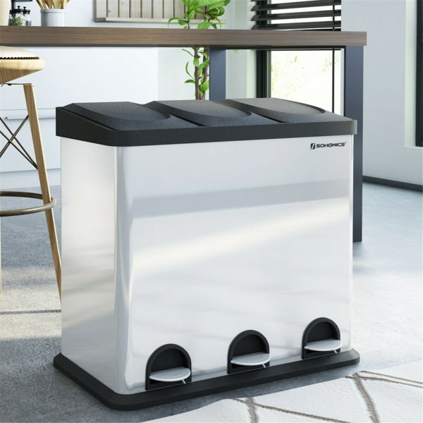 Poubelle Luan 54 l - Argent/noir