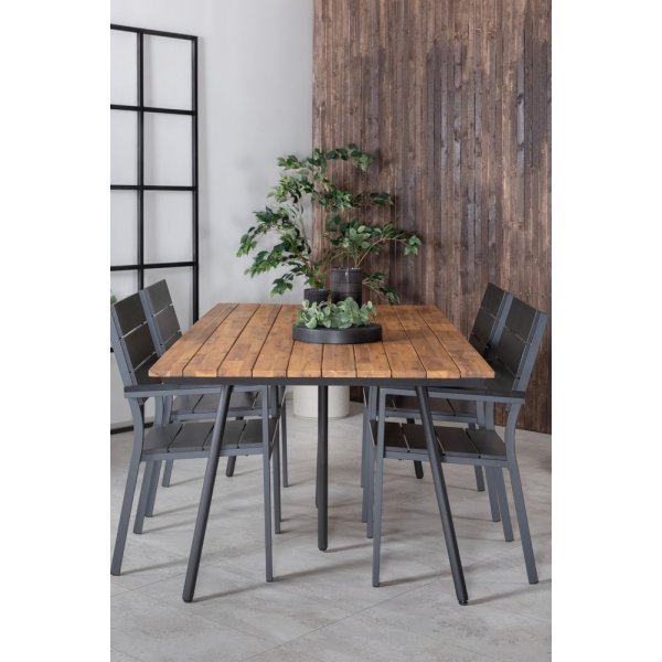 Chan utematgrupp med 4 st Levels stolar - Svart/Natur