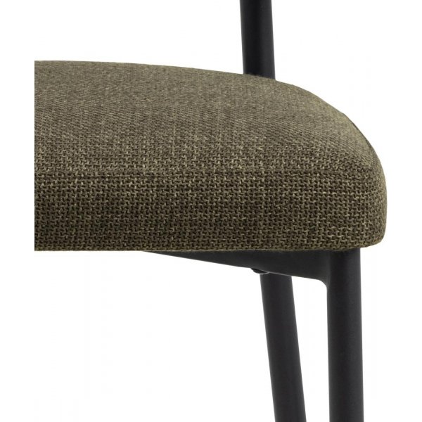 Stol i gr�nt tyg och svarta ben