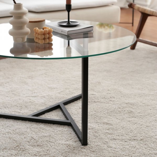 Table basse Trio 75 x 75 cm - Transparent/noir Table basse Trio 75 x 75 cm - Transparent/noir