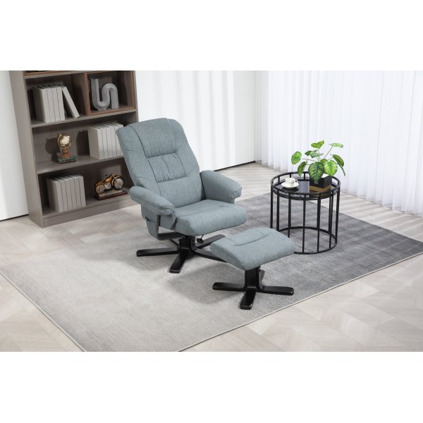 Relaxfauteuil met voetenbank grijs - Oslo Relaxfauteuil met voetenbank grijs - Oslo