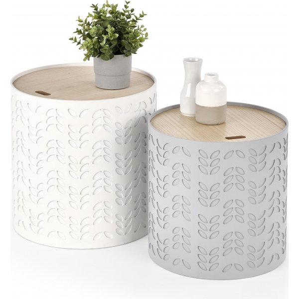 Table banc Trudie 35/39 cm - Blanc/gris