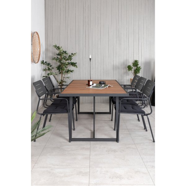 Khung utematgrupp med 6 st Nicke stolar - Svart/Natur Khung utematgrupp med 6 st Nicke stolar - Svart/Natur