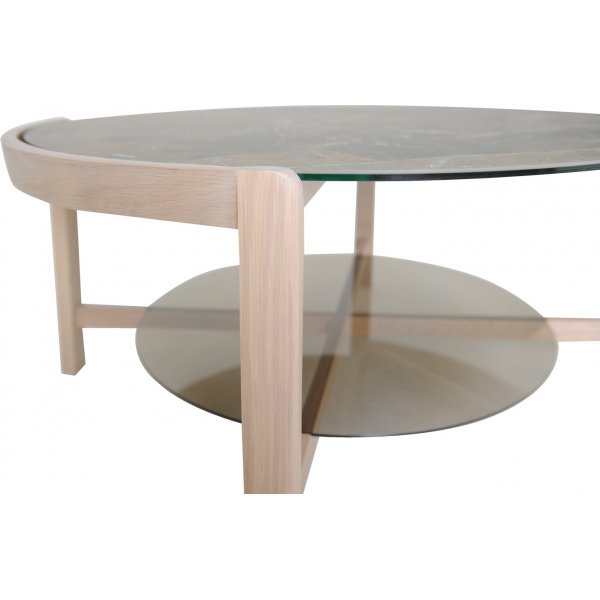 Table basse Vasa 90 cm - Chne massif laqu blanc