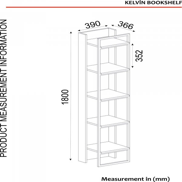 Bibliothque Kelvin - Noyer/noir