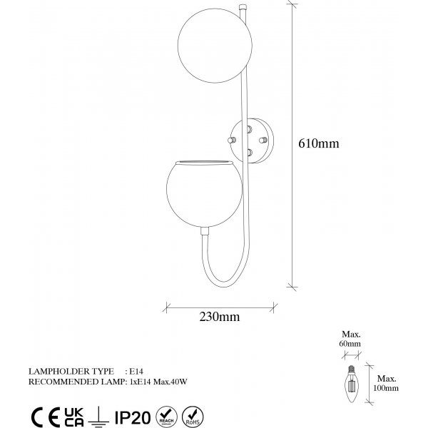 Potter wandlamp 11485 - Goud/wit