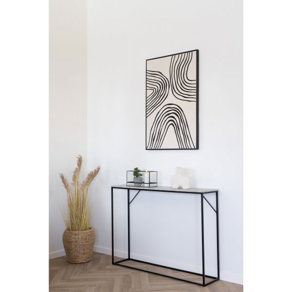 Table console blanche 110 x 26 cm - Travertin/noir Table console blanche 110 x 26 cm - Travertin/noir