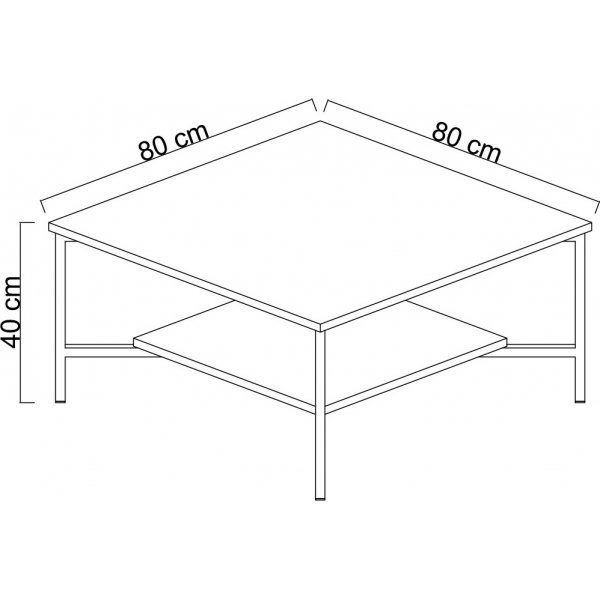 Erki salontafel 80 x 80 cm - Antraciet/goud Erki salontafel 80 x 80 cm - Antraciet/goud