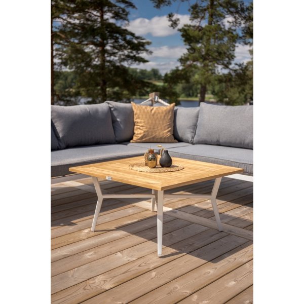 Groupe de canapés d\\\'angle Mexico - Blanc/teck Groupe de canapés d\\\'angle Mexico - Blanc/teck