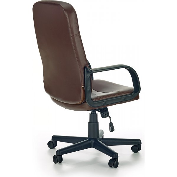 Chaise de bureau Ian en simili cuir marron fonc