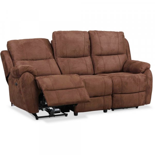 Canapé inclinable 3 places (électrique) en tissu microfibre marron Canapé inclinable 3 places (électrique) en tissu microfibre marron