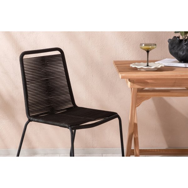 Ghana utematgrupp med 2 st Lindos stolar - Svart/Teak Ghana utematgrupp med 2 st Lindos stolar - Svart/Teak