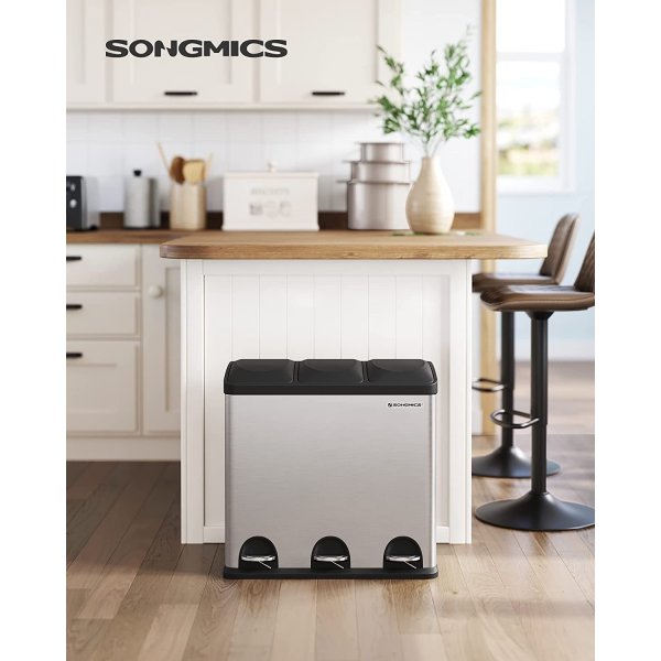 Poubelle Luan 54 l - Argent/noir