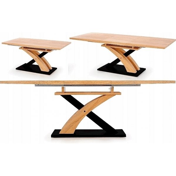 Table à manger Lyall 90x160-220 cm - Chêne/noir Table à manger Lyall 90x160-220 cm - Chêne/noir