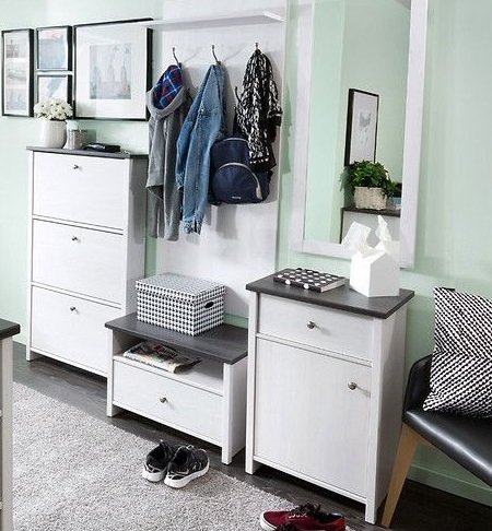 Salvador skoskåp - Vitbets / Svart Salvador skoskåp - Vitbets / Svart