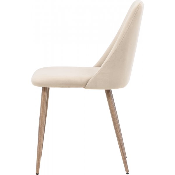 Matstol beige sammet med ekben Matstol beige sammet med ekben