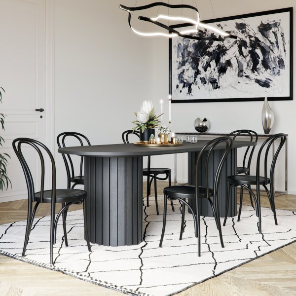 Matgrupp PiPi ovalt matbord 240 cm inkl 6 st Bjtr Stol No18 - Svart + 4.00 x Mbeltassar