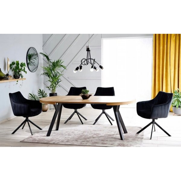 Table  manger Domingo 140-272 cm - Chne/noir