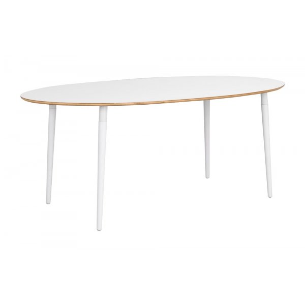 Rowico Fushion matbord oval - Vit-laminat trben
