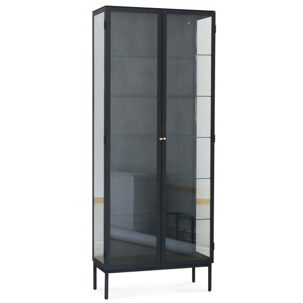 Revel vitrinskp 200x80 cm - Svart / klarglas