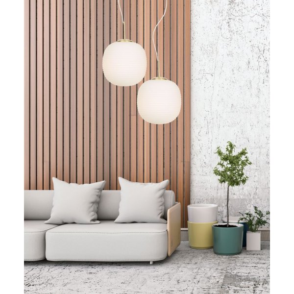 Sirius plafondlamp - Mat messing/opaalwit