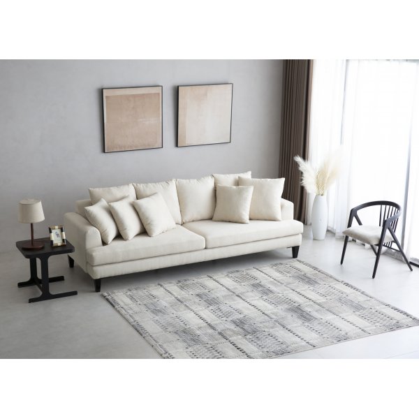 Soffa beige 4-sits med lsa kuddar - Remy