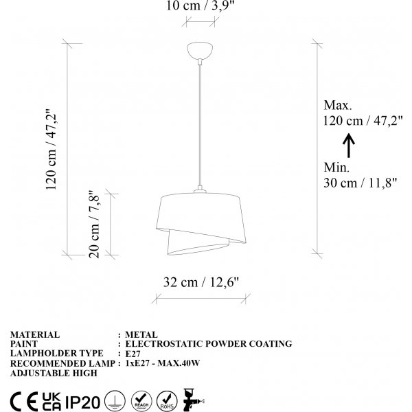 Stage taklampa �32 cm - Svart