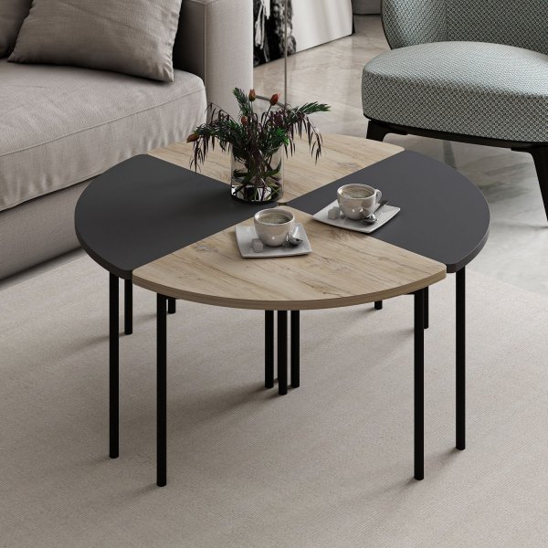 Emma soffbord 90 cm - Antracit/valnt