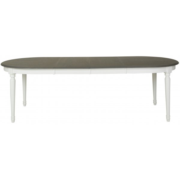 Alexandra ovalt matbord frlngningsbart 160-260 cm - Vit/gr vintage