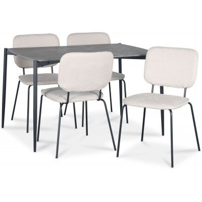 Lokrume matgrupp 120 cm bord i betongimitation med 4 st Lokrume beige stolar