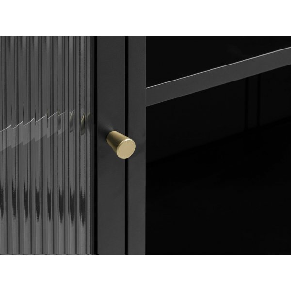 Buffet Dobb en métal noir avec portes vitrées Buffet Dobb en métal noir avec portes vitrées