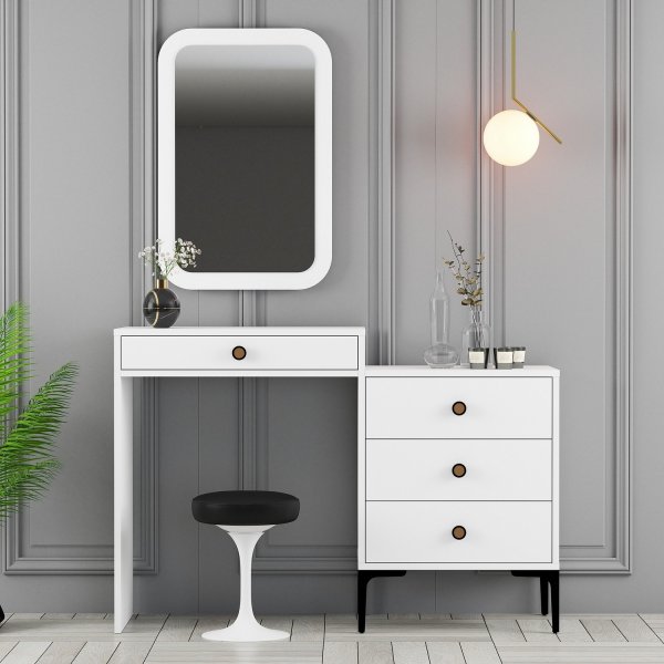 Lizbon kaptafel met spiegel 124 x 40 cm - Wit Lizbon kaptafel met spiegel 124 x 40 cm - Wit