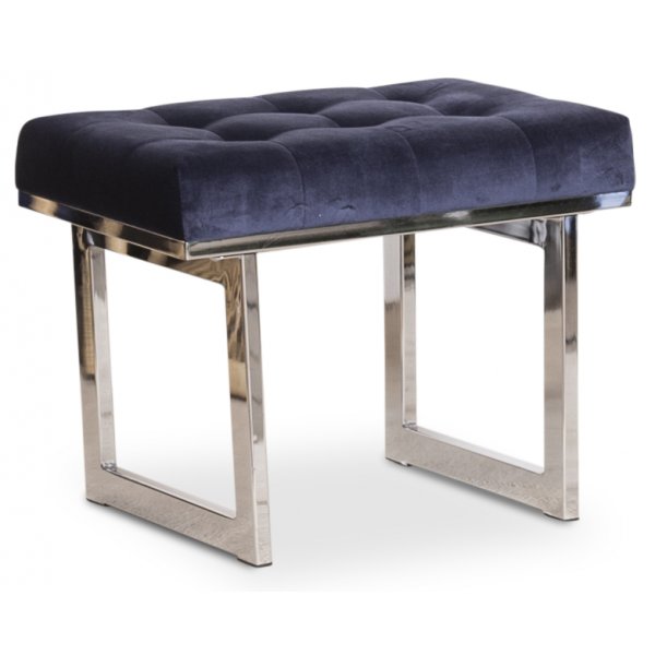 New York knappad fotpall 55 cm - Bl (Sammet) / Krom