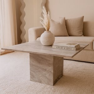 Level soffbord 75x75 cm - Grå beige marmor Level soffbord 75x75 cm - Grå beige marmor
